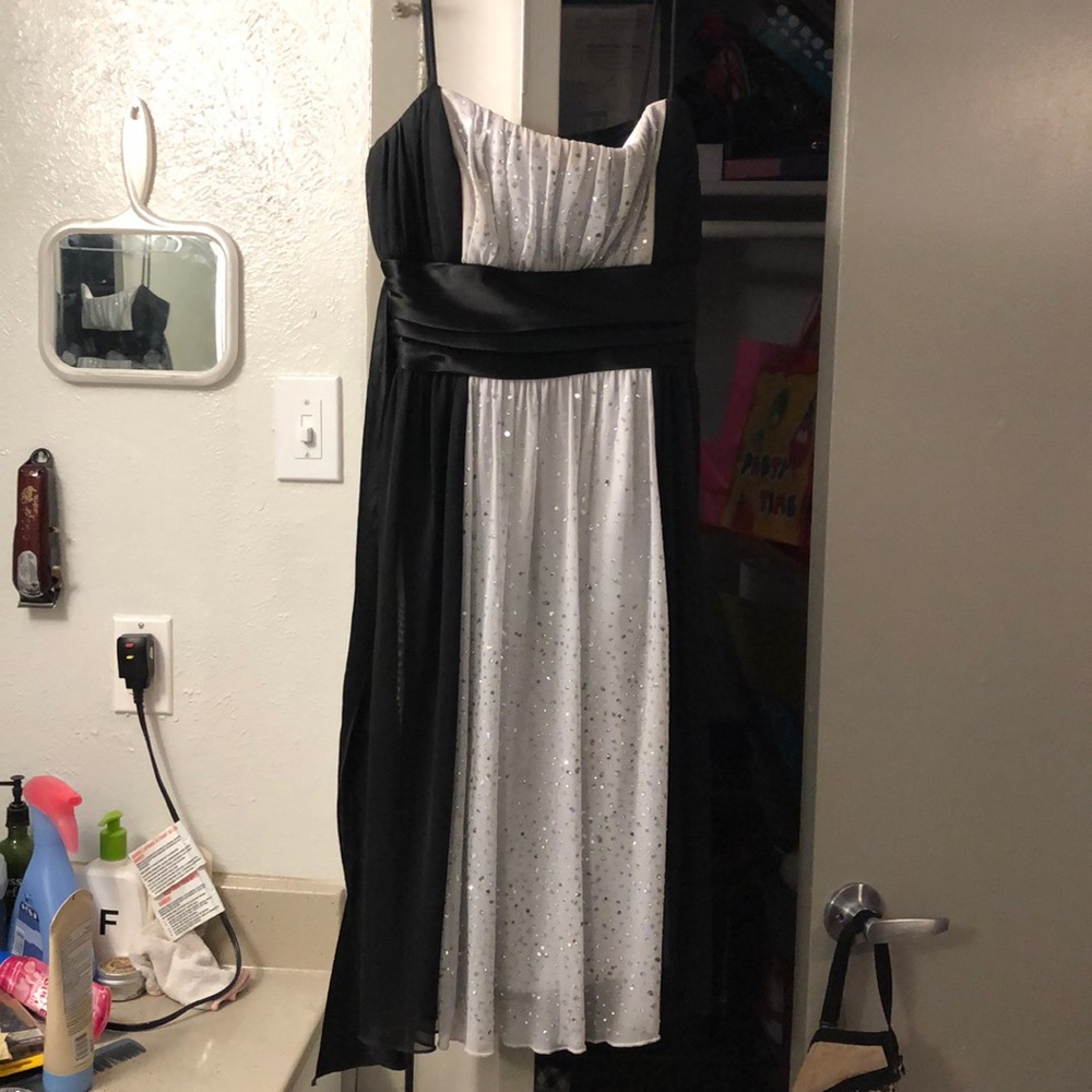 Black and silver sequined dress